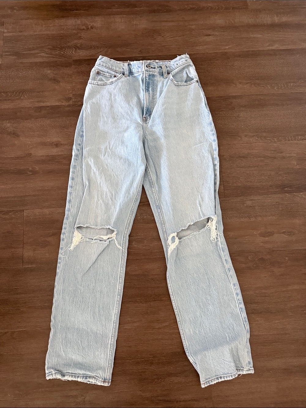 Abercrombie & Fitch Light Blue Straight Leg Ripped Jeans